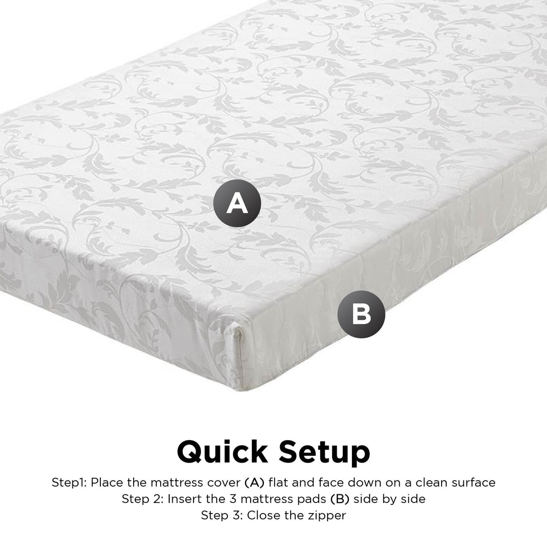 Slumber Space 5 Inch Polyester Filled Mattress with Jacquard Cover - White - Twin