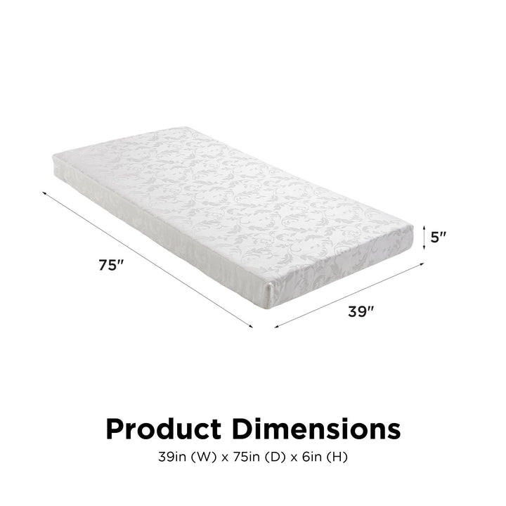 Slumber Space 5 Inch Polyester Filled Mattress with Jacquard Cover - White - Twin