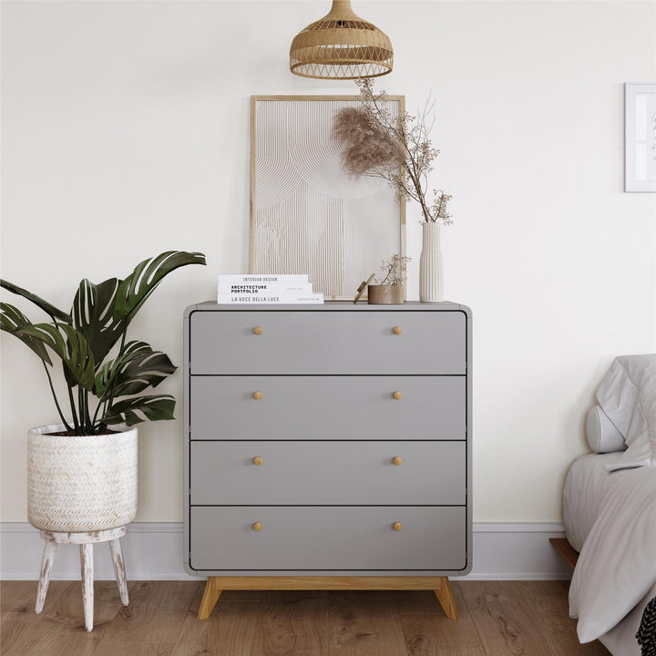 Leva Scandinavian Style 4 Drawer Dresser - Gray