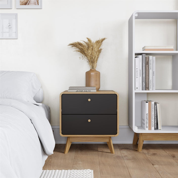 Leva Scandinavian Style 2 Drawer Nightstand - Light Oak