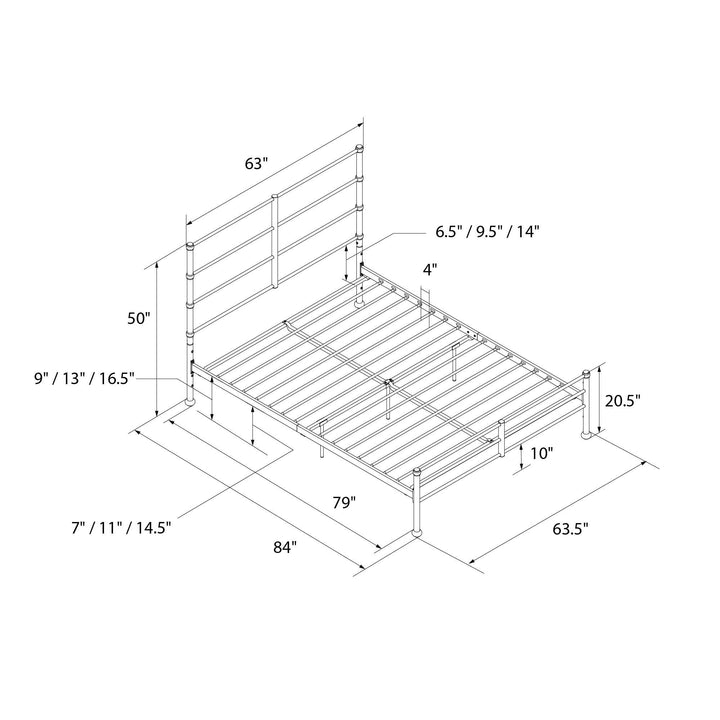 MacKenzie Adaptable Metal Platform Bed - Black - Queen