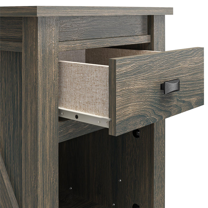 Farmington Rustic Farmhouse Nightstand with 1 Drawer - Weathered Oak