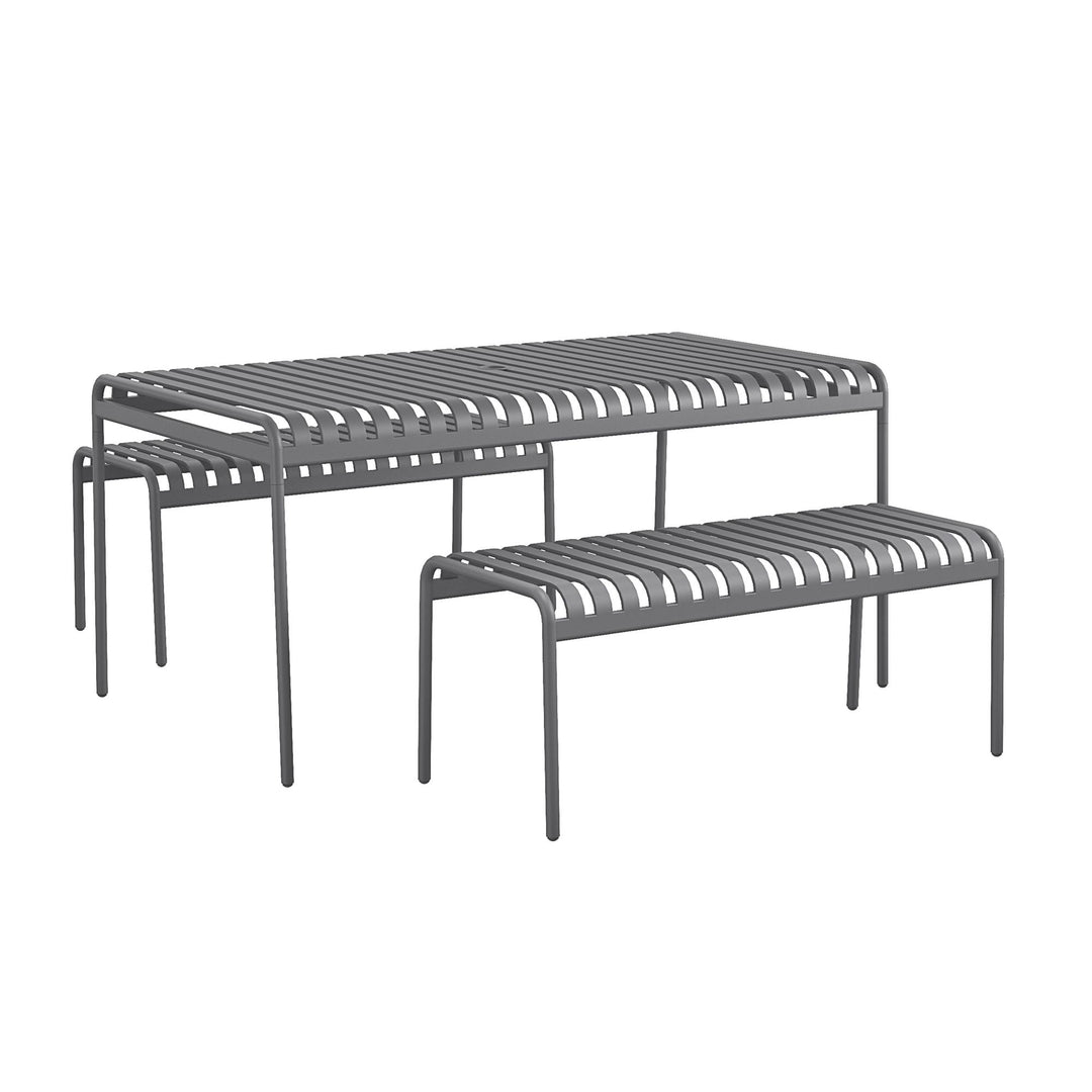 Poolside Gossip Ola All-Steel Table and Bench Set - Charcoal