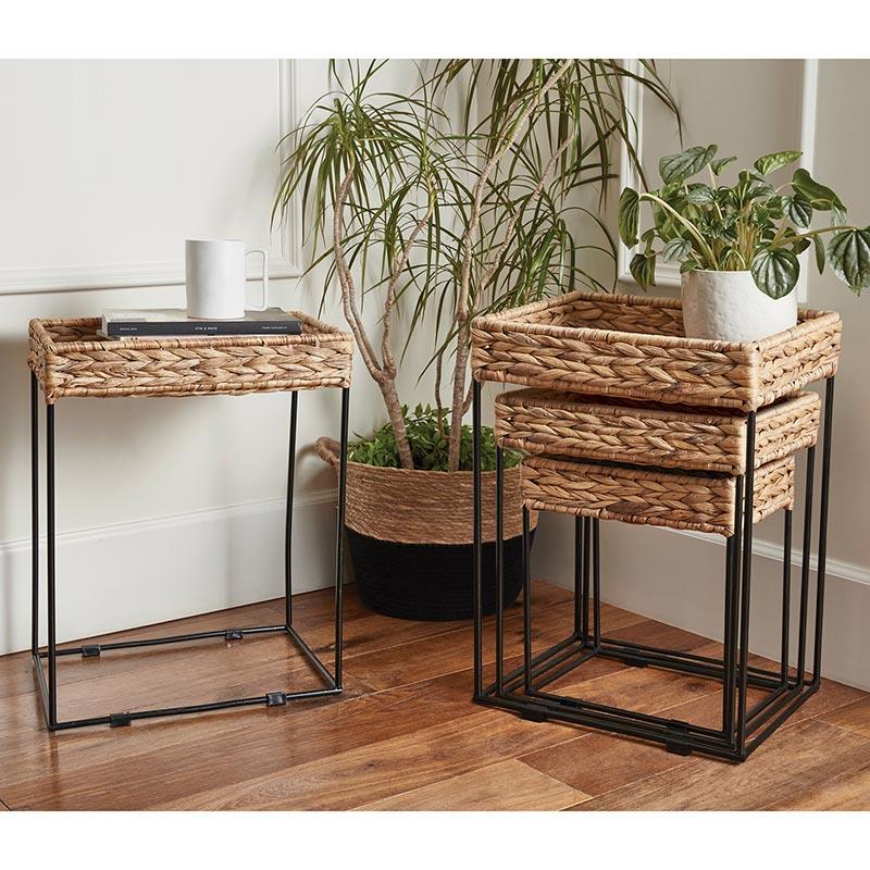 Seagrass Nesting Tables, Set of 3 - Wheat
