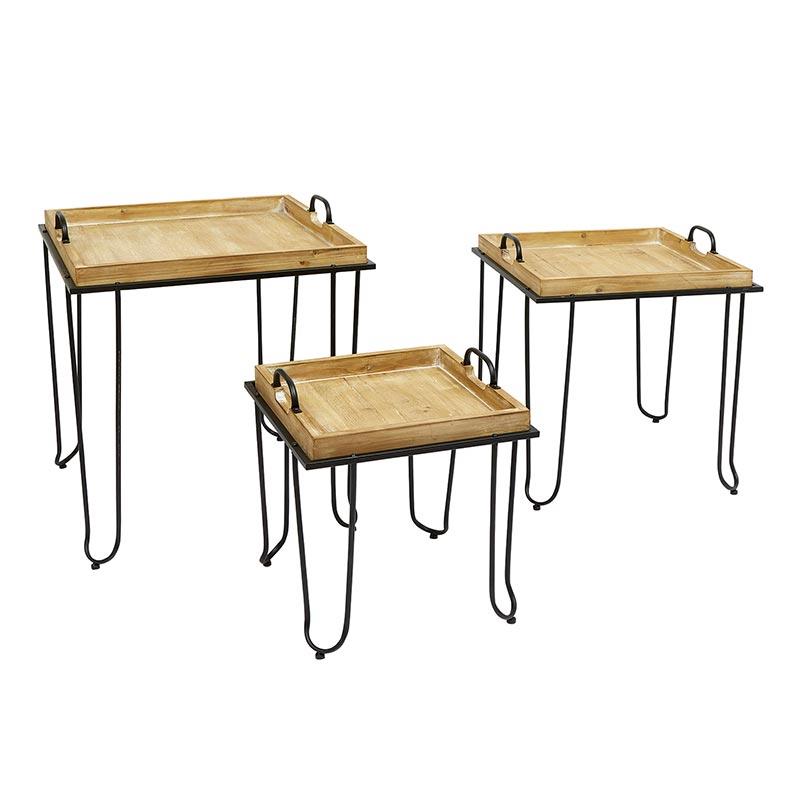 Square Tray Nested Tables, Set of 3 - Wheat
