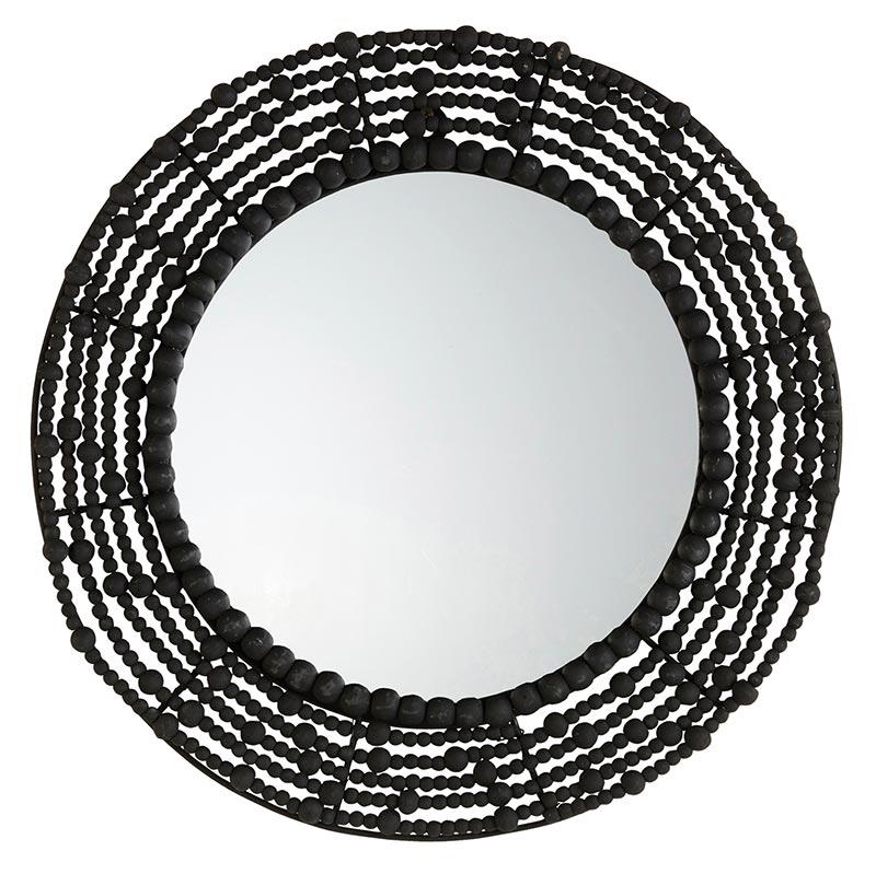 Black Beaded Hanging Mirror - Black