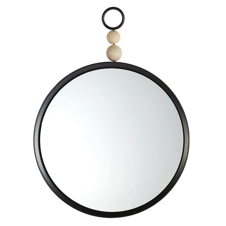Beaded Hanging Mirror - Black - Large