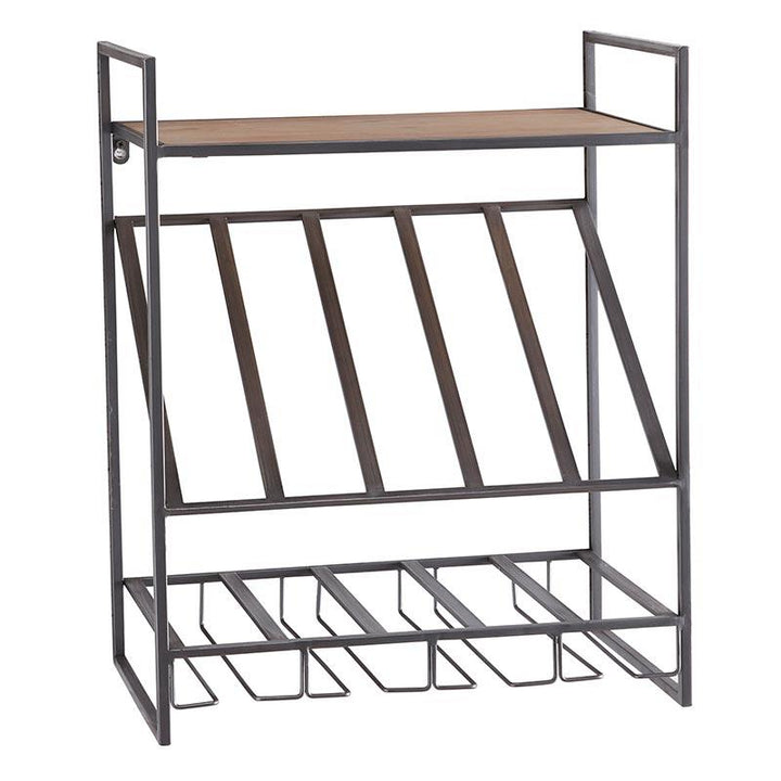 Wall hanging Wine Shelf Rack - Black Brown