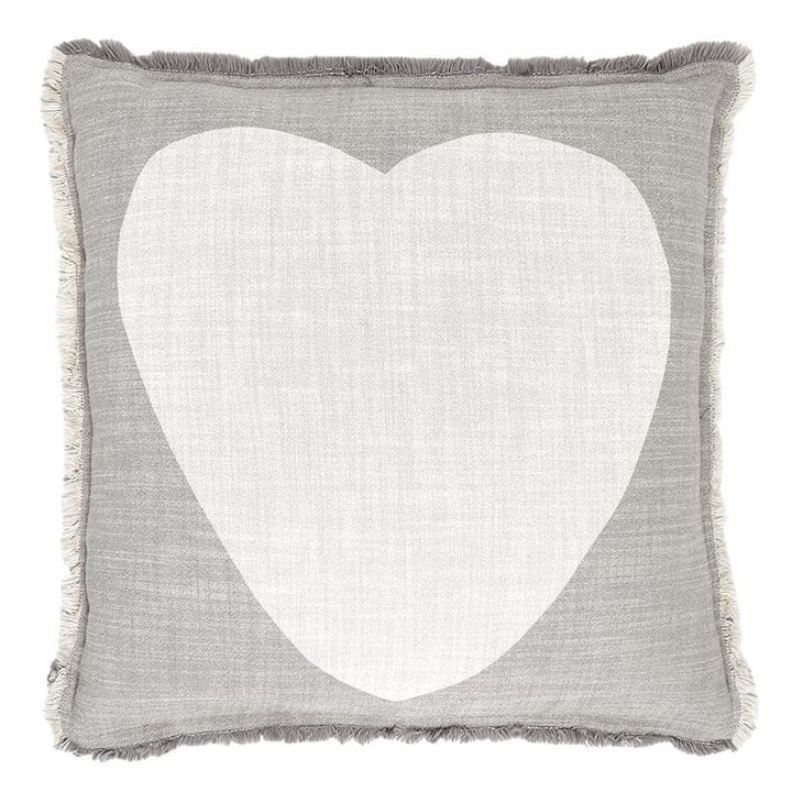 Euro Heart Shaped Fabric Pillow - Concrete Gray