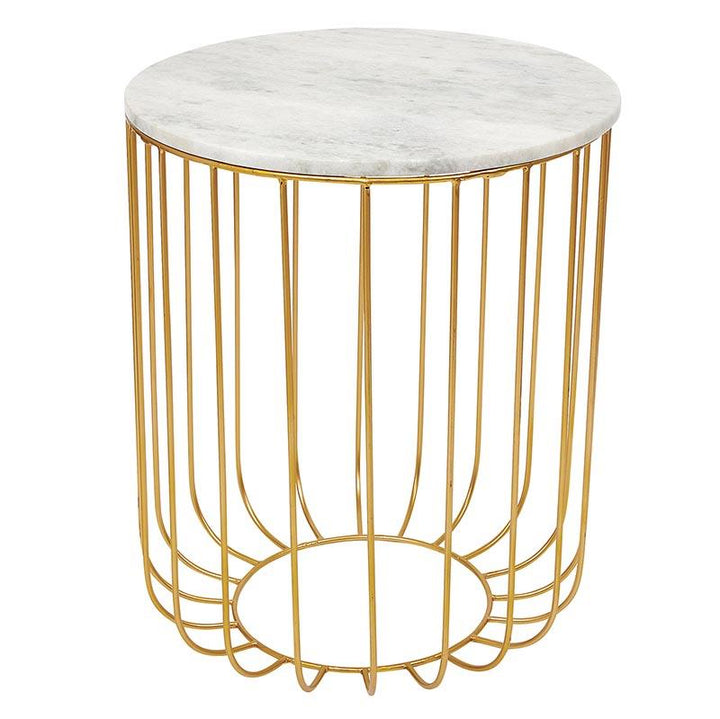Marble Top Basket Table - Gold