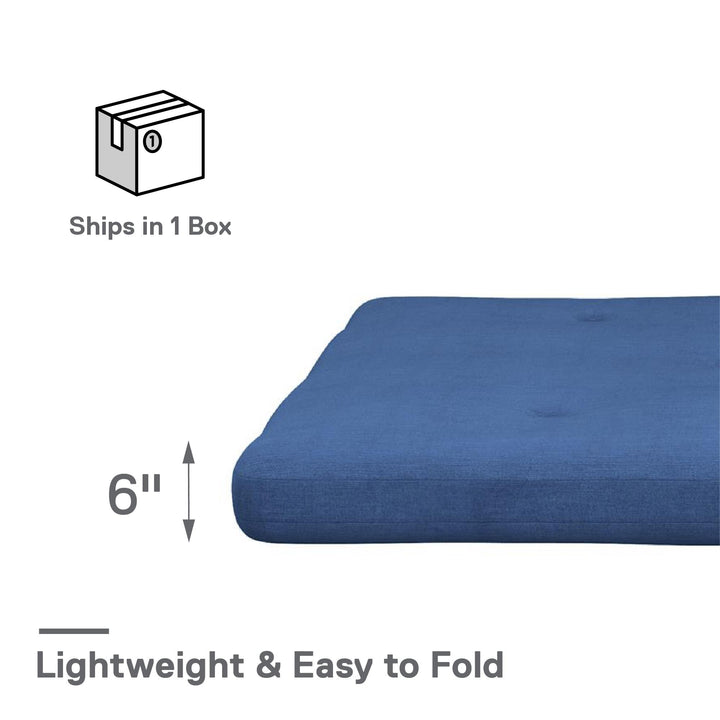 Caddie 6 Inch Thermobonded High Density Polyester Fill Futon Mattress - Blue - Full