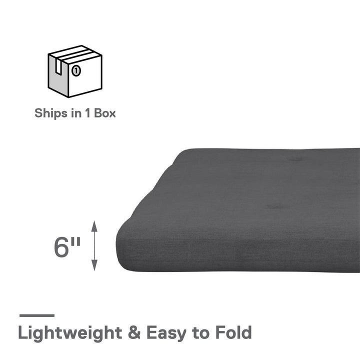 Caddie 6 Inch Thermobonded High Density Polyester Fill Futon Mattress - Gray - Full