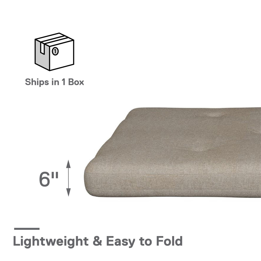 Caddie 6 Inch Thermobonded High Density Polyester Fill Futon Mattress - Oatmeal - Full