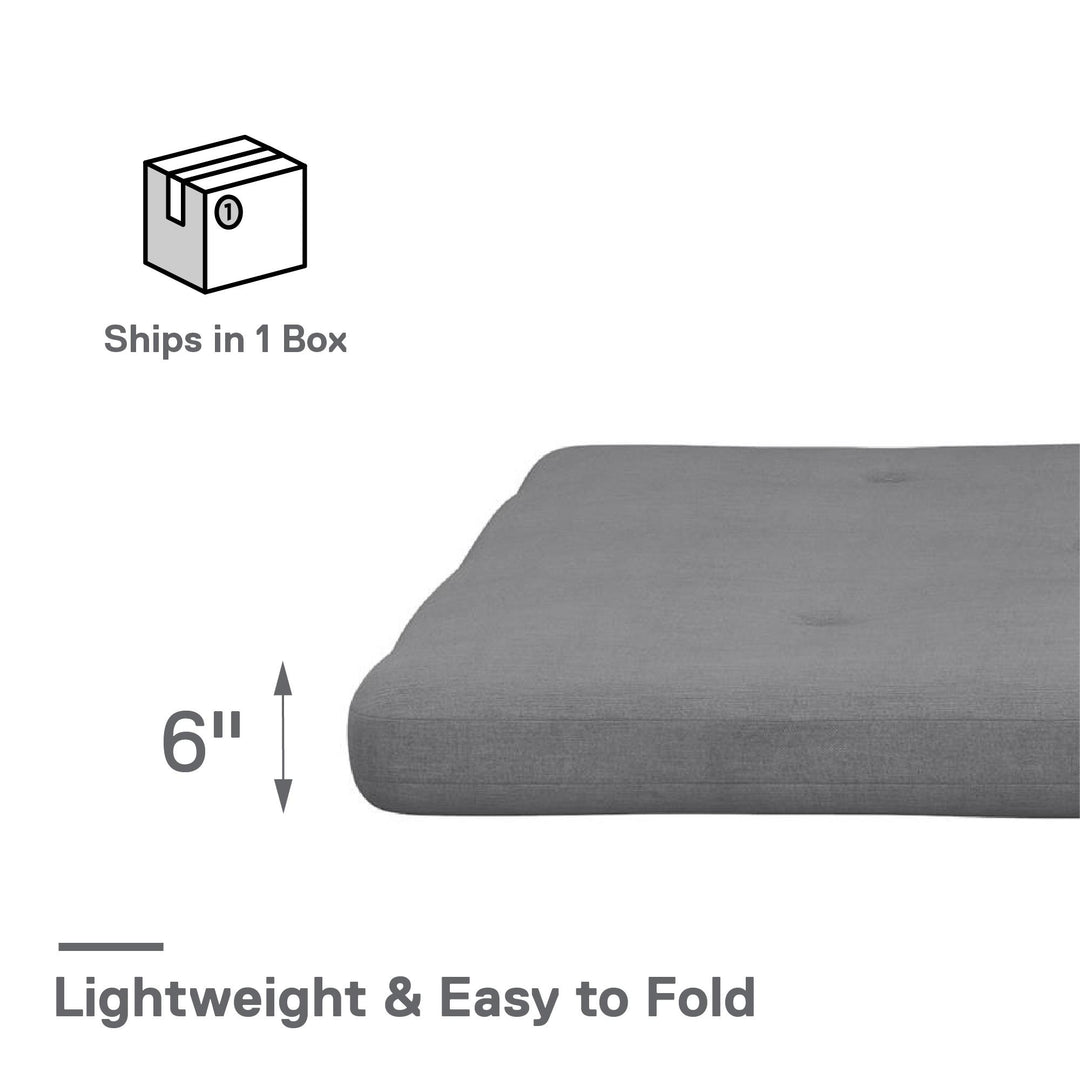 Caddie 6 Inch Thermobonded High Density Polyester Fill Futon Mattress - Light Gray - Full