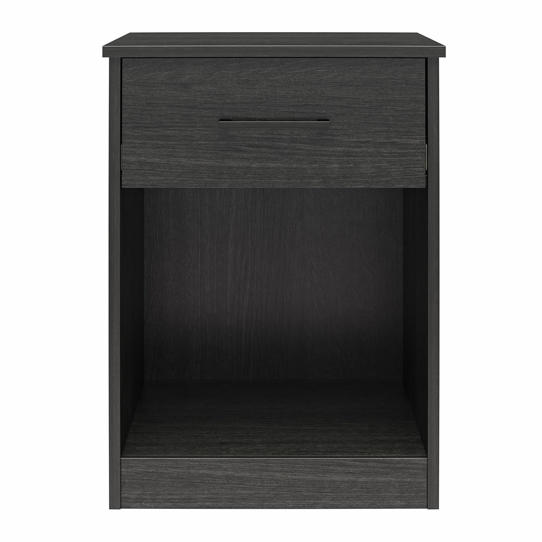 Easy Build Pearce Nightstand with Drawer with Interlocking SwitchLock™ System - Black Oak