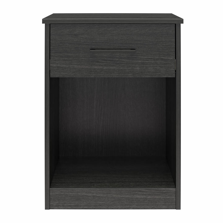 Easy Build Pearce Nightstand with Drawer with Interlocking SwitchLock™ System - Black Oak