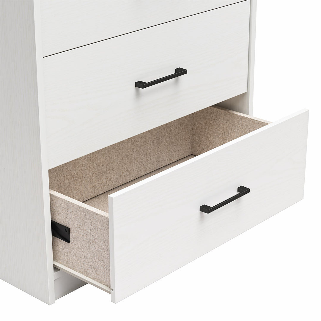 BrEZ Build Pearce Tall 5 Drawer Dresser - White - 5 Drawer