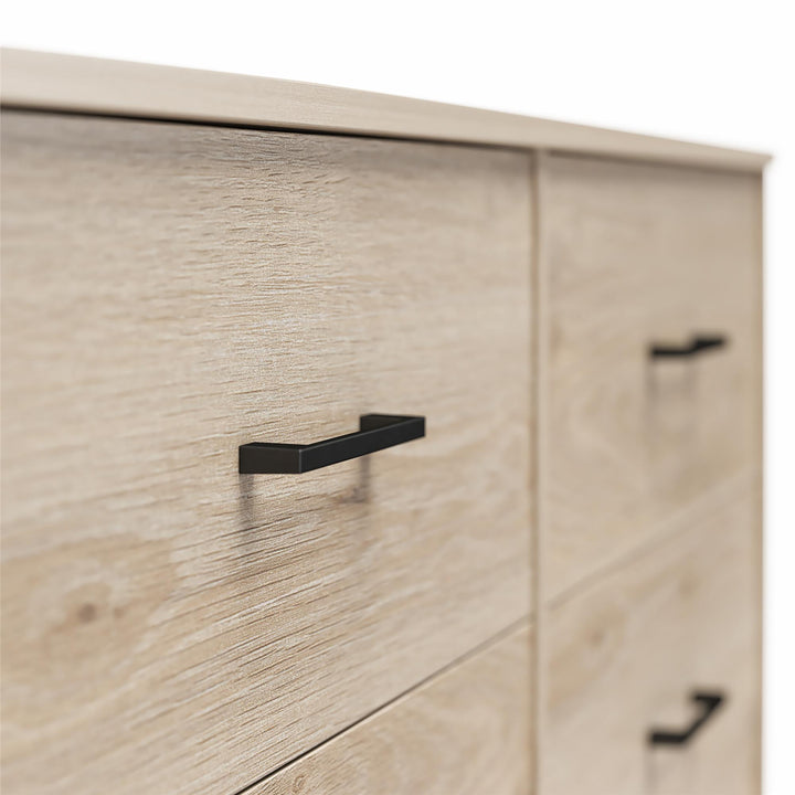 Easy Build Pearce Wide 6 Drawer Dresser with Interlocking SwitchLock™ System - Blonde Oak - 6 Drawer