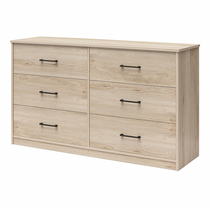 Easy Build Pearce Wide 6 Drawer Dresser with Interlocking SwitchLock™ System - Blonde Oak - 6 Drawer