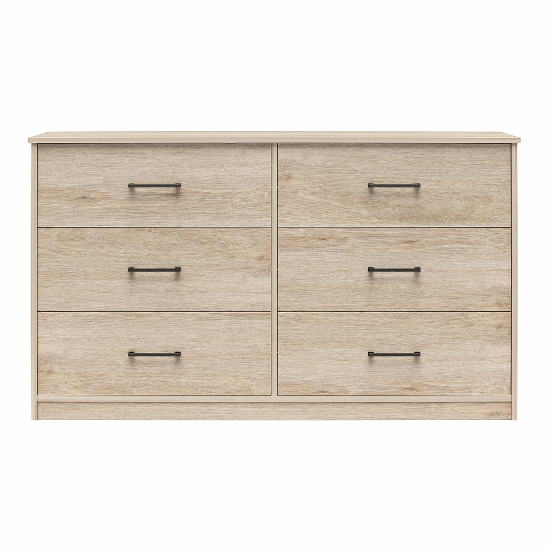 Easy Build Pearce Wide 6 Drawer Dresser with Interlocking SwitchLock™ System - Blonde Oak - 6 Drawer