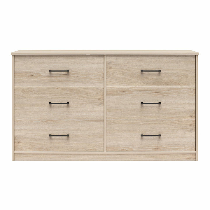 BrEZ Build Pearce Wide 6 Drawer Dresser - Blonde Oak - 6 Drawer