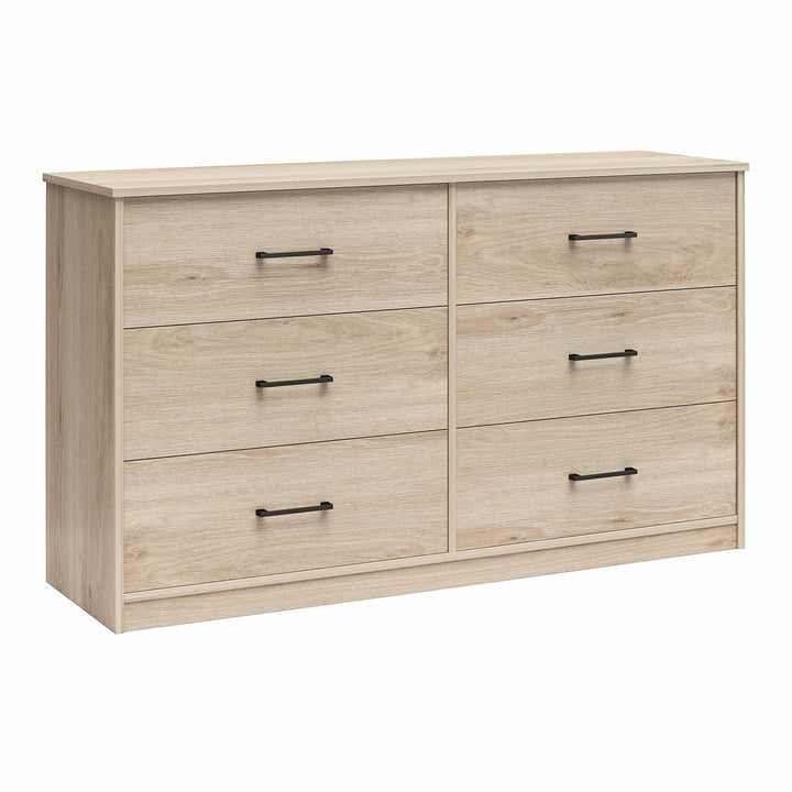 Easy Build Pearce Wide 6 Drawer Dresser with Interlocking SwitchLock™ System - Blonde Oak - 6 Drawer