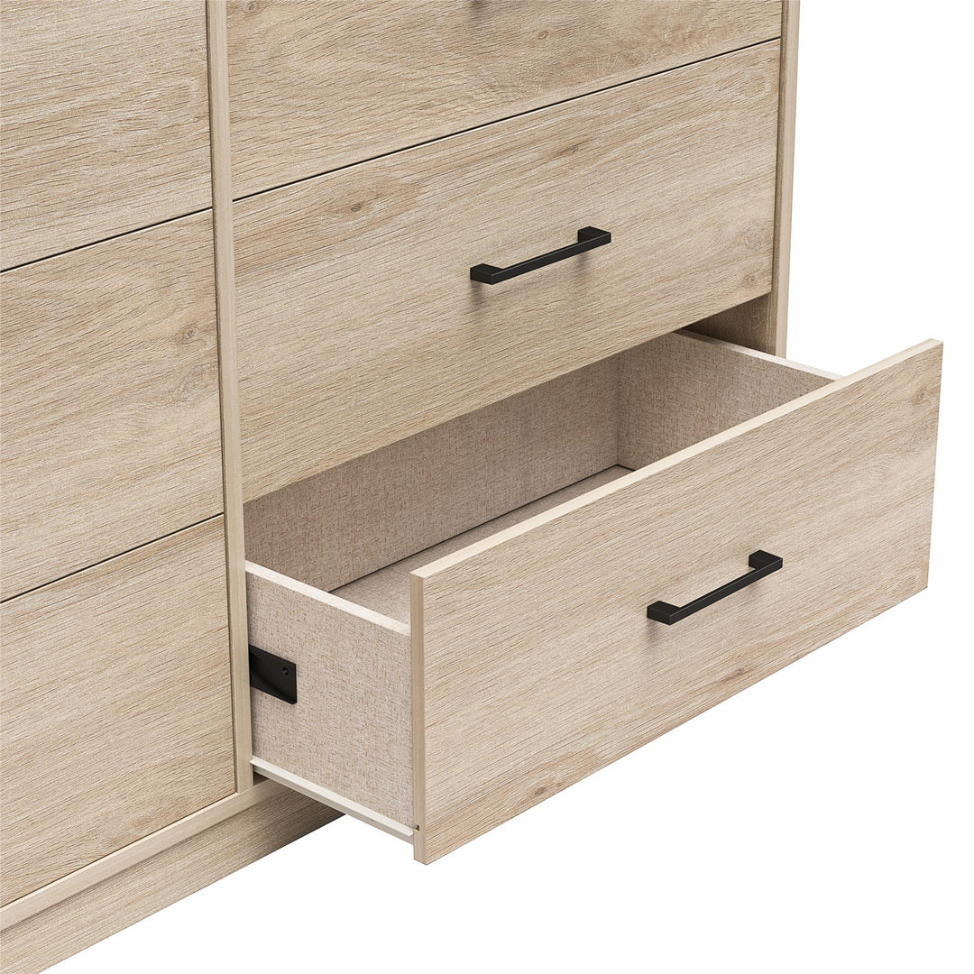 BrEZ Build Pearce Wide 6 Drawer Dresser - Blonde Oak - 6 Drawer