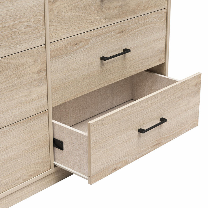 Easy Build Pearce Wide 6 Drawer Dresser with Interlocking SwitchLock™ System - Blonde Oak - 6 Drawer