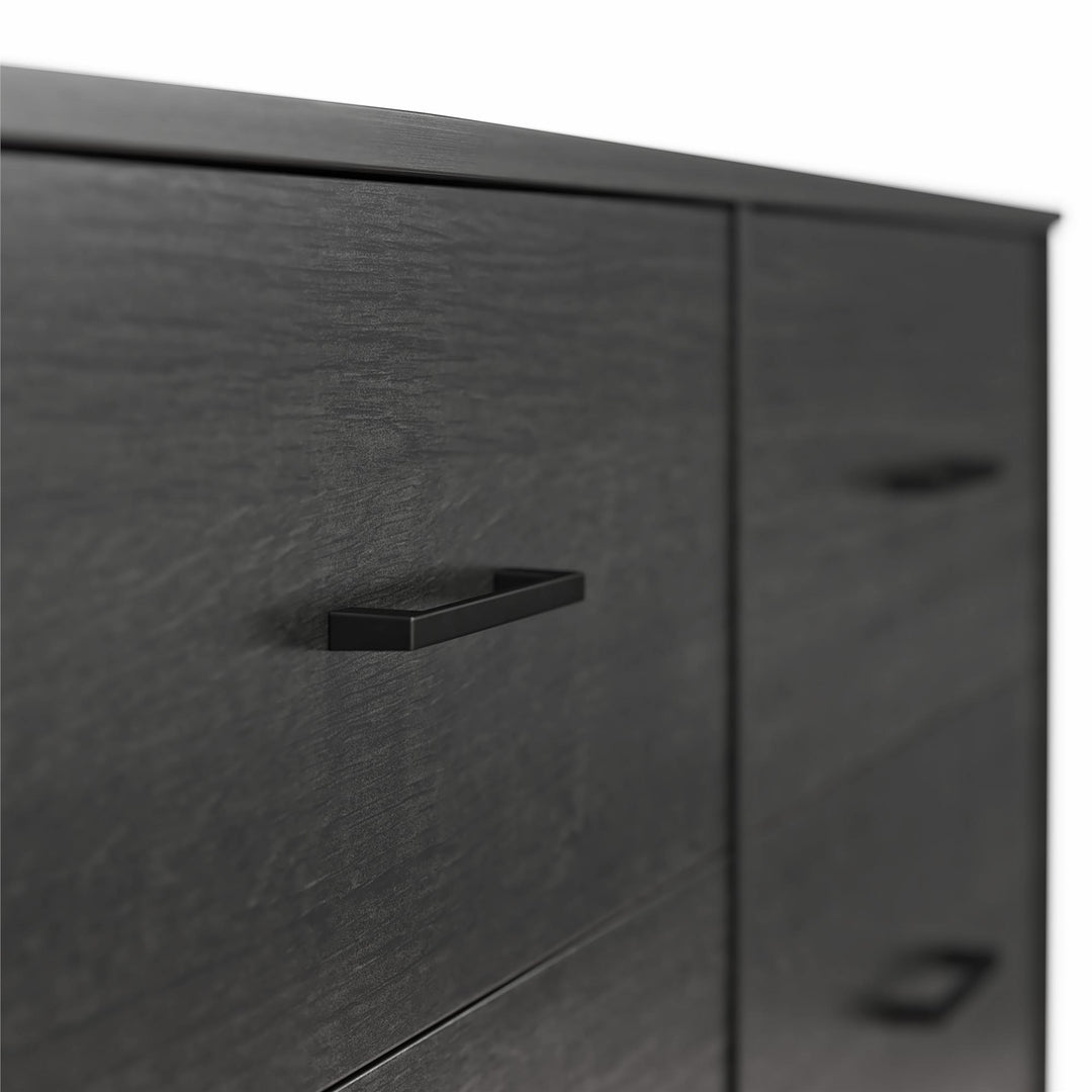 Easy Build Pearce Wide 6 Drawer Dresser with Interlocking SwitchLock™ System - Black Oak - 6 Drawer