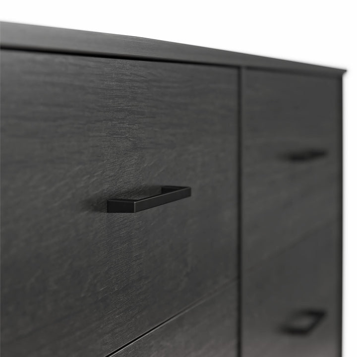 Easy Build Pearce Wide 6 Drawer Dresser with Interlocking SwitchLock™ System - Black Oak - 6 Drawer