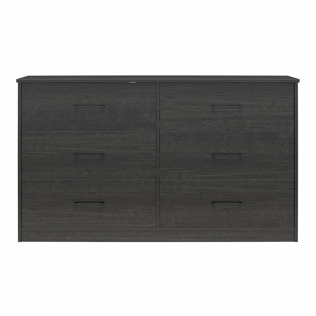 Easy Build Pearce Wide 6 Drawer Dresser with Interlocking SwitchLock™ System - Black Oak - 6 Drawer