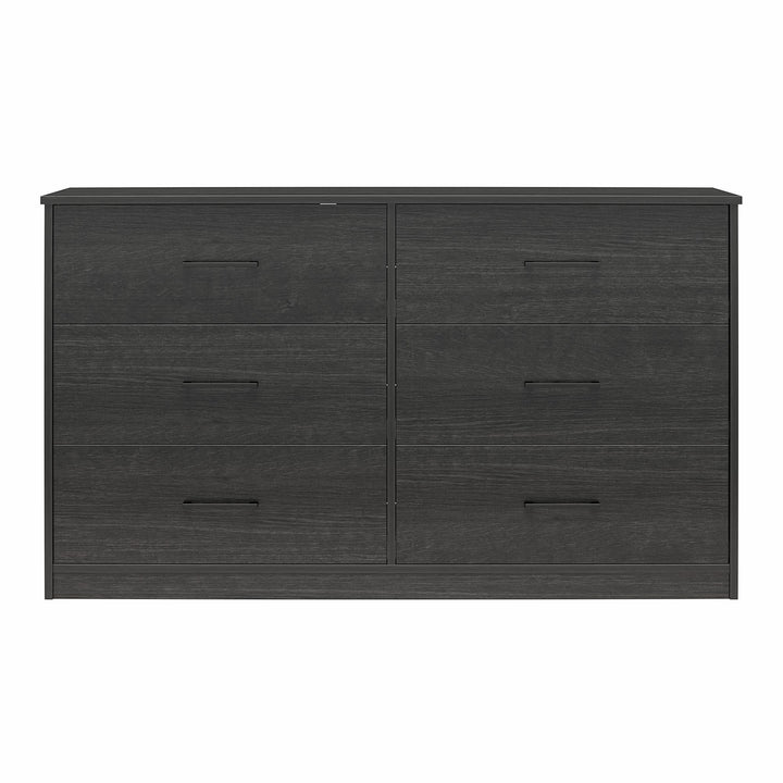 Easy Build Pearce Wide 6 Drawer Dresser with Interlocking SwitchLock™ System - Black Oak - 6 Drawer
