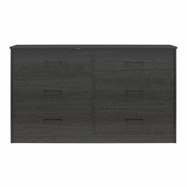 BrEZ Build Pearce Wide 6 Drawer Dresser - Black Oak - 6 Drawer