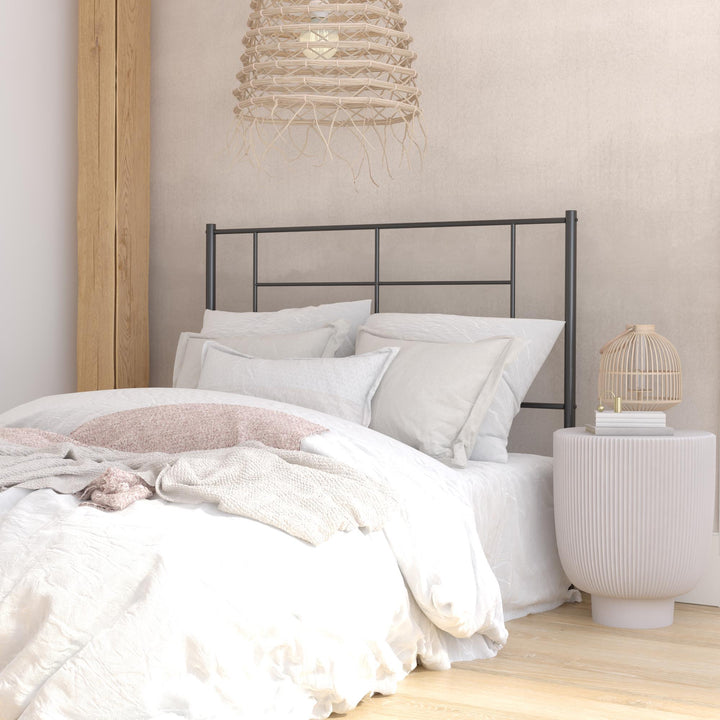 Praxis Geometric Accented Metal Headboard with Classic Matte Finish - Black - Full/Queen