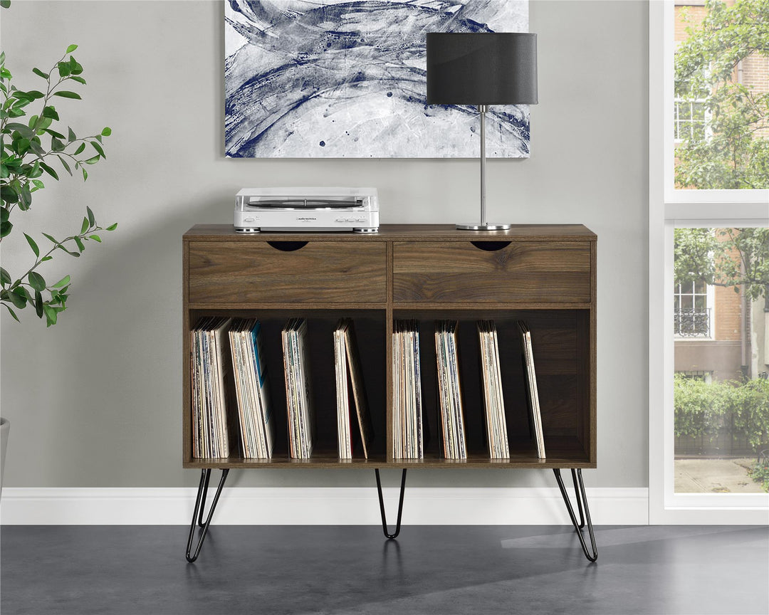 Concord Turntable Stand with Drawers - Florence Walnut