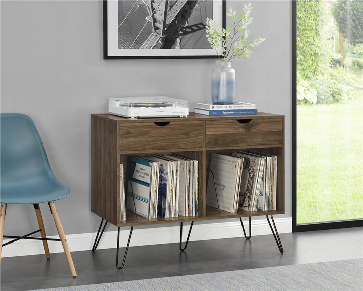 Concord Turntable Stand with Drawers - Florence Walnut