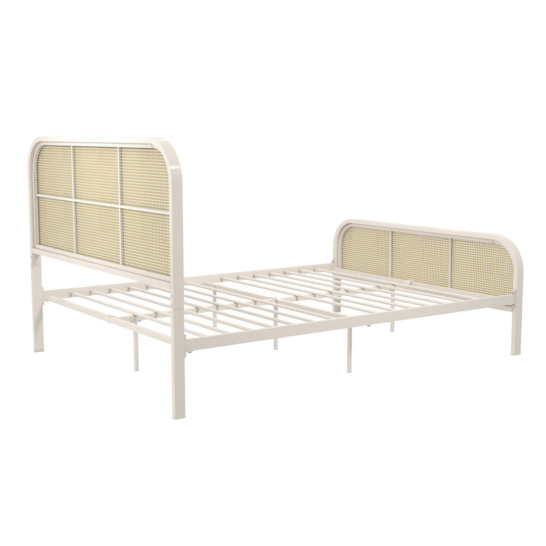 Roxanne Metal and Cane Platform Bed - Off White - Queen