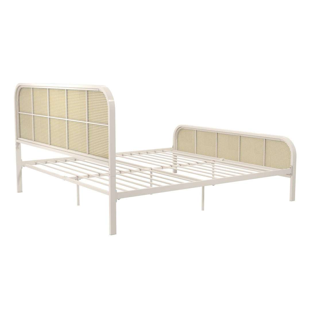 Roxanne Metal and Cane Platform Bed - Off White - King