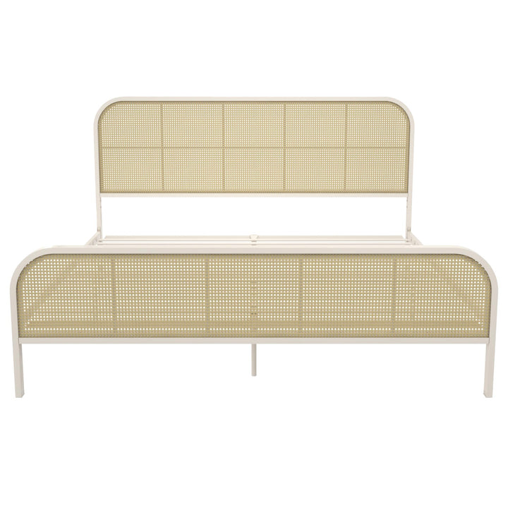 Roxanne Metal and Cane Platform Bed - Off White - King