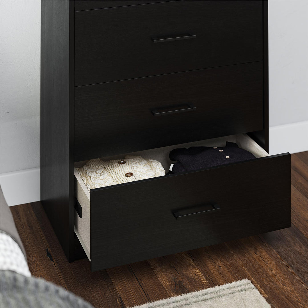 Easy Build Pearce 4 Drawer Dresser with Interlocking SwitchLock™ System - Black Oak - 4 Drawer