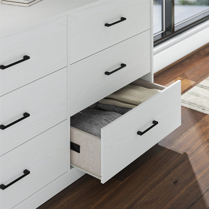 BrEZ Build Pearce Wide 6 Drawer Dresser - White - 6 Drawer