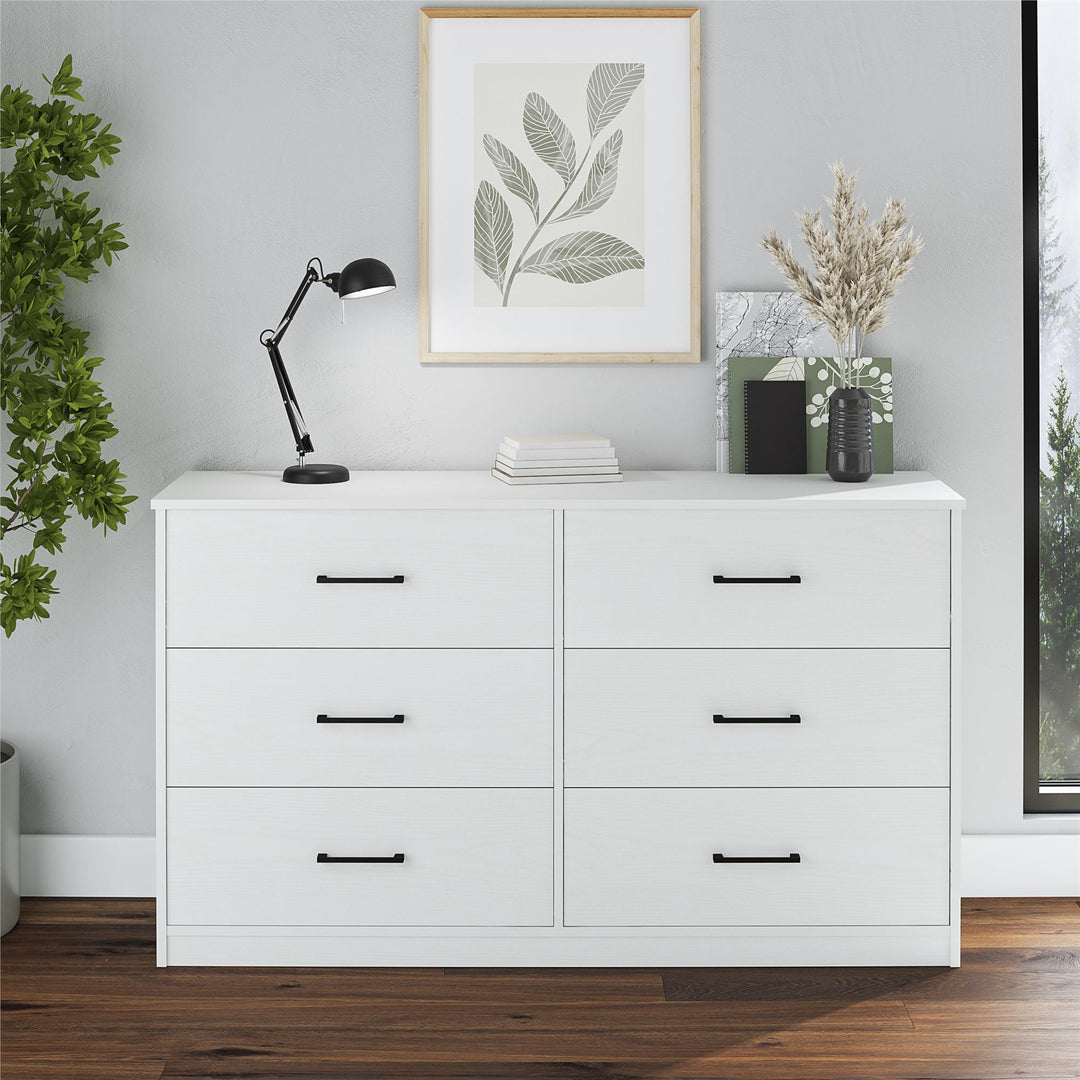 BrEZ Build Pearce Wide 6 Drawer Dresser - White - 6 Drawer