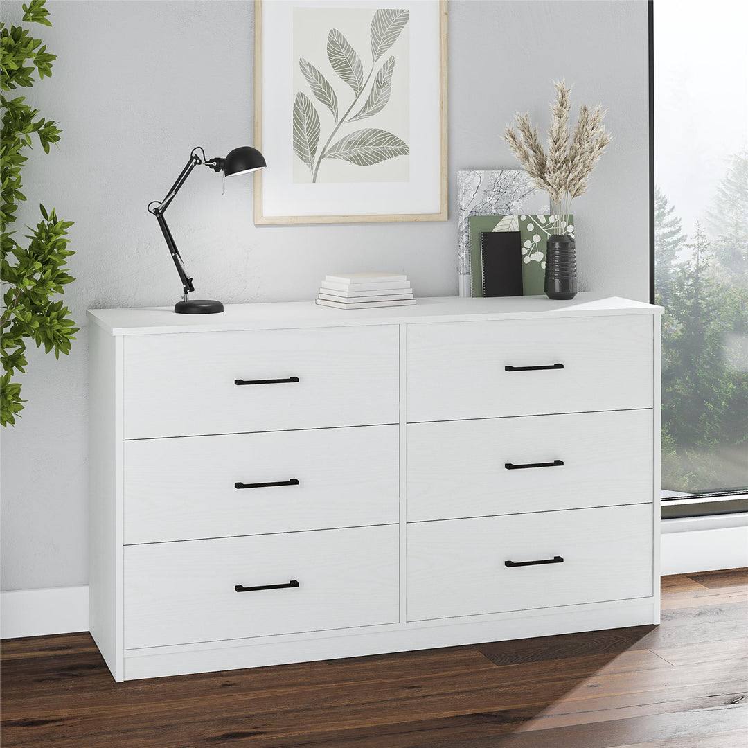 BrEZ Build Pearce Wide 6 Drawer Dresser - White - 6 Drawer