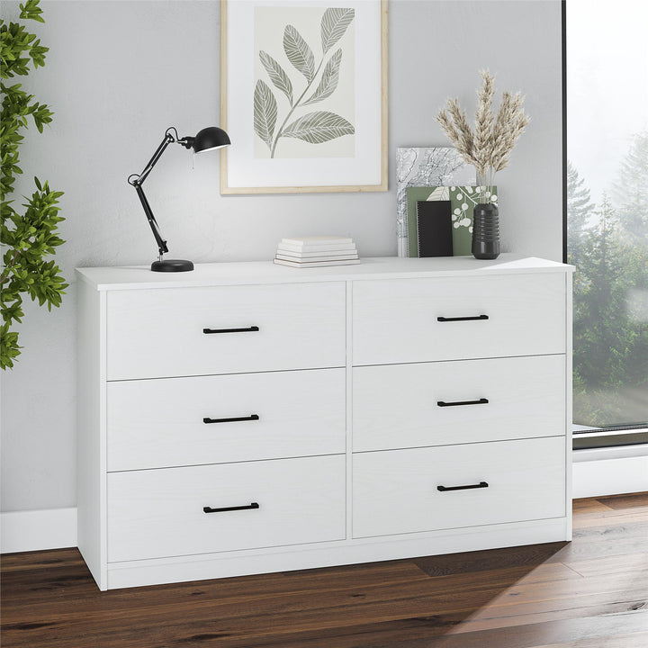 Easy Build Pearce Wide 6 Drawer Dresser with Interlocking SwitchLock™ System - White - 6 Drawer