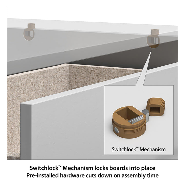 Easy Build Pearce Wide 6 Drawer Dresser with Interlocking SwitchLock™ System - White - 6 Drawer