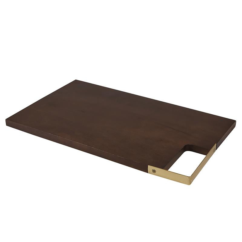 Wood and Brass charcouterie Cutting Board  - Dark Wood Grain - Medium