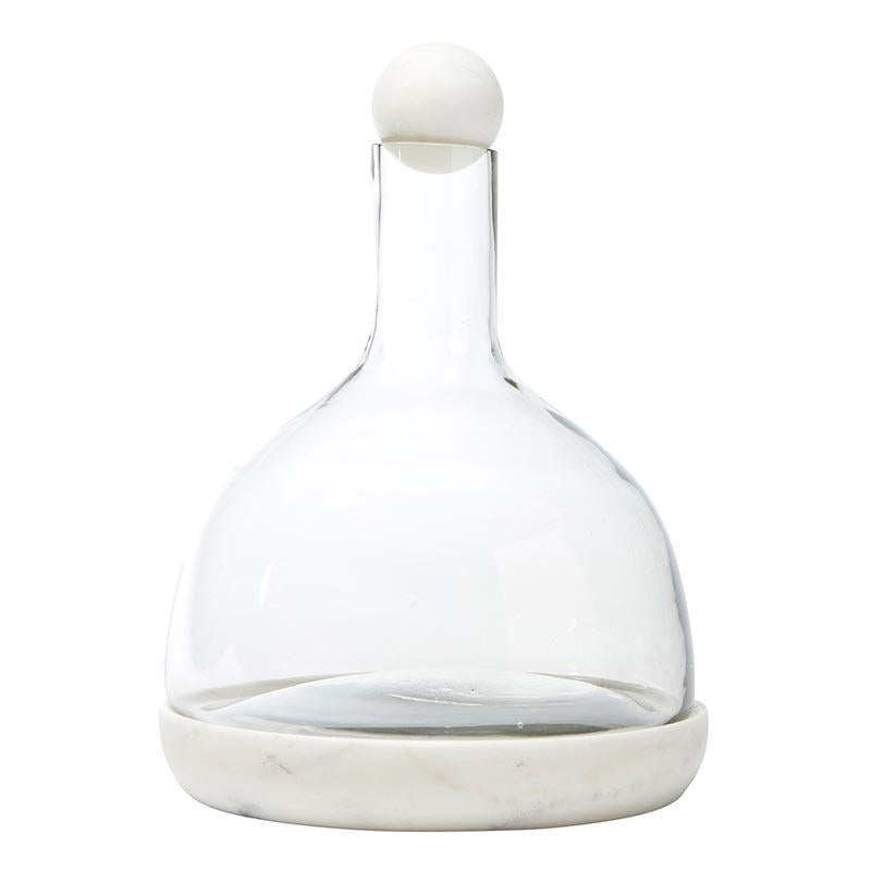 Marble and Glass Wine Carafe - White marble