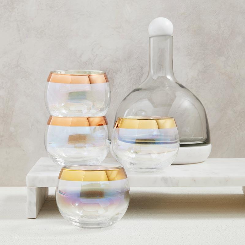 Marble and Glass Wine Carafe - White marble