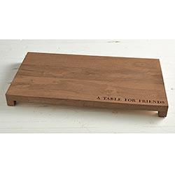 Serving Tray Table For Friends with Elm Wood - Dark Wood Grain