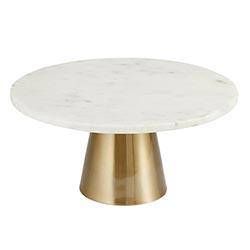 Brass and Marble Cake Stand - White marble